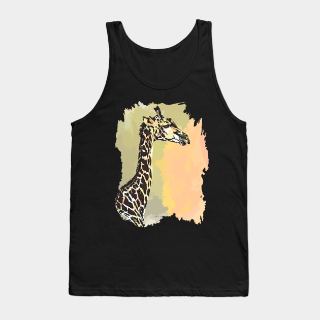 Giraffe Line & Wash Watercolor Painting for Giraffe Fans Tank Top by scotch